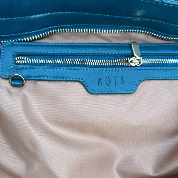 New AOTA Bag purse tote teal blue gold (Vagan) Crossbody/Handbag large - Picture 8 of 11